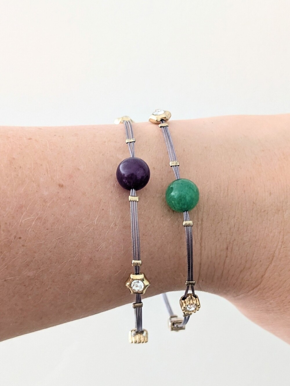 Pair Of Mixed Metal & Stone Bangle Bracelets